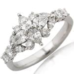 انگشتر زنانه الماس تراش مارکیز و برلیان طلا سفید مدلring2075