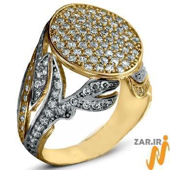 انگشتر زنانه برلیان با طلای زرد و سفید طرح پایه گل مدل: ring2076