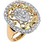 انگشتر زنانه الماس تراش برلیان با طلای زرد و سفید مدل: ring2078
