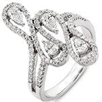 انگشتر زنانه الماس تراش اشک و برلیان با طلای سفید مدل: ring2080