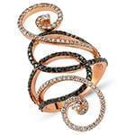 انگشتر زنانه الماس تراش برلیان سیاه و سفید طرح کشیده مدل: ring2082