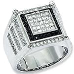 انگشتر مردانه جواهر با نگین الماس تراش برلیان سیاه و سفید: مدل rgm1429