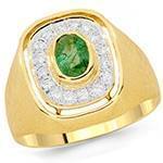 انگشتر مردانه جواهر با نگین الماس تراش برلیان و زمرد: مدل rgm1434