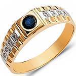 انگشتر مردانه جواهر با نگین الماس تراش برلیان و یاقوت کبود پایه رولکسی: مدل rgm1436