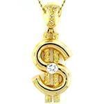 آویز مردانه جواهر با نگین الماس تراش برلیان طرح دلار : مدل npdm1004