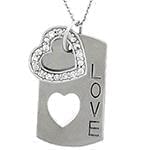 آویز مردانه جواهر با نگین الماس تراش برلیان طرح love : مدل npdm1007