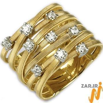 انگشتر زنانه جواهر با نگین الماس تراش برلیان و طلای زرد مدل: ring2090