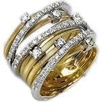 انگشتر زنانه جواهر با نگین الماس تراش برلیان و طلای زرد و سفید مدل: ring2093