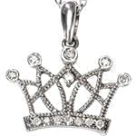 آویز مردانه طلای سفید با نگین الماس تراش برلیان طرح تاج: مدل npdm1016