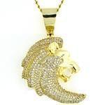 آویز مردانه جواهر با نگین الماس تراش برلیان طرح شیر: مدل npdm1022