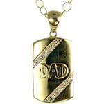 پلاک طلای زرد با نگین الماس تراش برلیان طرح DAD: مدل npdm1024