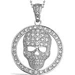 پلاک مردانه طلای سفید با نگین الماس تراش برلیان طرح اسکلت: مدل npdm1026