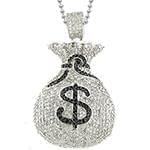 پلاک مردانه جواهر با نگین برلیان و یاقوت مشکی طرح ثروت: مدل npdm1029