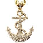 پلاک مردانه طلای زرد با نگین الماس تراش برلیان طرح لنگر: مدل npdm1033