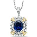 آویز زنانه جواهر با نگین یاقوت کبود و الماس تراش برلیان مدل: npdf12936