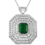 آویز زنانه جواهر با نگین زمرد و الماس تراش برلیان مدل: npdf12937