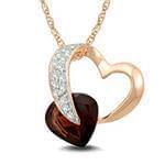 آویز زنانه جواهر با نگین گارنت و الماس تراش برلیان طرح قلب مدل: npdf12941