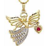 آویز زنانه جواهر با نگین یاقوت قرمز و الماس تراش برلیان طرح آنجل مدل: npdf12942