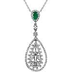 آویز زنانه جواهر با نگین زمرد و الماس تراش برلیان مدل: npdf12943
