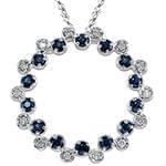 آویز زنانه جواهر با نگین یاقوت کبود و الماس تراش برلیان طرح دوار مدل: npdf12944