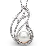 آویز زنانه جواهر با نگین مروارید و الماس تراش برلیان مدل: npdf12945