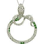 آویز زنانه جواهر با نگین زمرد و الماس تراش برلیان طرح مار مدل: npdf12946