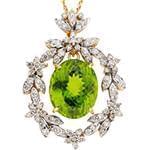 آویز زنانه جواهر با نگین زبرجد و الماس تراش برلیان مدل: npdf12947