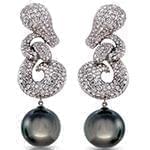 گوشواره طلا و جواهر مروارید و الماس تراش برلیان مدل: edf1297