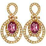 گوشواره طلا و جواهر تورمالین و الماس تراش برلیان مدل: edf1298