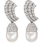 گوشواره طلا و جواهر مروارید و الماس تراش برلیان مدل: edf1303