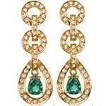 گوشواره طلا و جواهر زمرد و الماس تراش برلیان مدل: edf1305