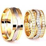 حلقه ست ازدواج طلای دو رنگ با نگین الماس تراش برلیان مدل: srd1326