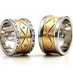 حلقه ست ازدواج طلا با نگین الماس تراش برلیان مدل: srd1328