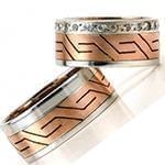 حلقه ست ازدواج طلا با نگین الماس تراش برلیان مدل: srd1330