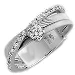 انگشتر زنانه جواهر با نگین الماس تراش برلیان و طلای سفید مدل: ring2085