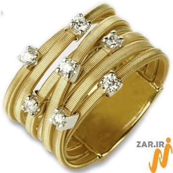 انگشتر زنانه جواهر با نگین الماس تراش برلیان و طلای زرد مدل: ring2086
