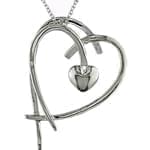 آویز طلا سفید با نگین الماس تراش برلیان طرح قلب مدل:pdf1012