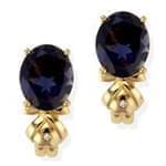 گوشواره طلا زرد با نگین یاقوت کبود و برلیان مدل: edf1141