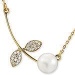 گردنبند طلا با نگین مروارید و الماس تراش برلیان مدل: ndf1286