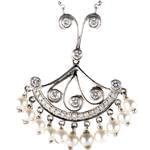 گردنبند طلا با نگین مروارید و الماس تراش برلیان مدل: ndf1291