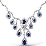 گردنبند طلا با نگین یاقوت کبود و الماس تراش برلیان و مارکیز مدل: ndf1293