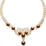 گردنبند طلا با نگین مروارید و الماس تراش برلیان مدل: ndf1295