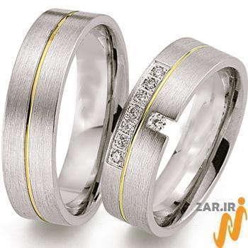 ست حلقه عروسی جواهر با نگین الماس تراش برلیان مدل: srd1278