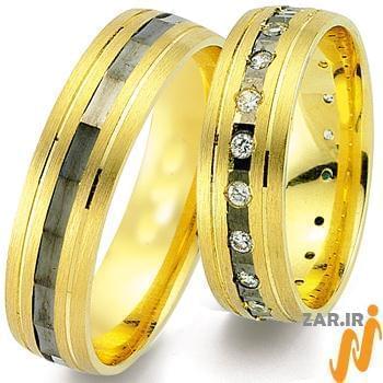 ست حلقه عروسی جواهر با نگین الماس تراش برلیان مدل: srd1283