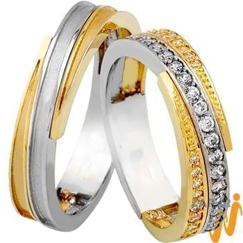 ست حلقه عروسی جواهر با نگین الماس تراش برلیان 