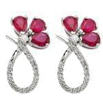 گوشواره جواهر یاقوت قرمز و الماس تراش برلیان مدل: edf1274