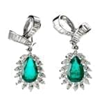 گوشواره جواهر زمرد و الماس تراش برلیان و باگت مدل: edf1277