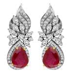 گوشواره جواهر یاقوت قرمز و الماس تراش برلیان مدل: edf1280