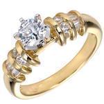 حلقه نامزدی جواهر با نگین الماس تخمه ای و برلیان و باگت مدل : eng2113