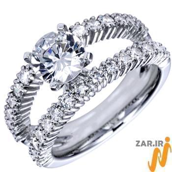 حلقه نامزدی جواهر با نگین الماس تخمه ای و برلیان مدل : eng2114